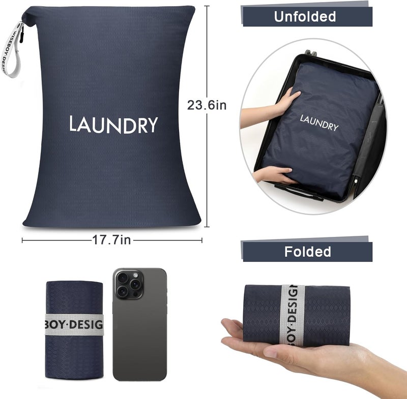 WiseBoy 2 Pack Laundry Bags, Travel Laundry Bag for Dirty Clothes, Washable Nylon Wet Dry Bag, Swimming Yoga Bathing Suit Workout Wet Dry Bags - Image 3